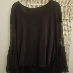 We the Free Bell Sleeve Top with Mesh Detail